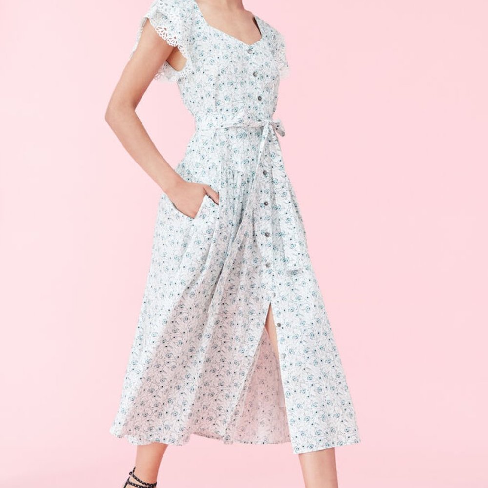 NWT La Vie Poppy Fields Poplin midi dress NO TIE